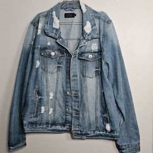 Ci Sona Jean Jacket Distressed Oversized Women's Size Large